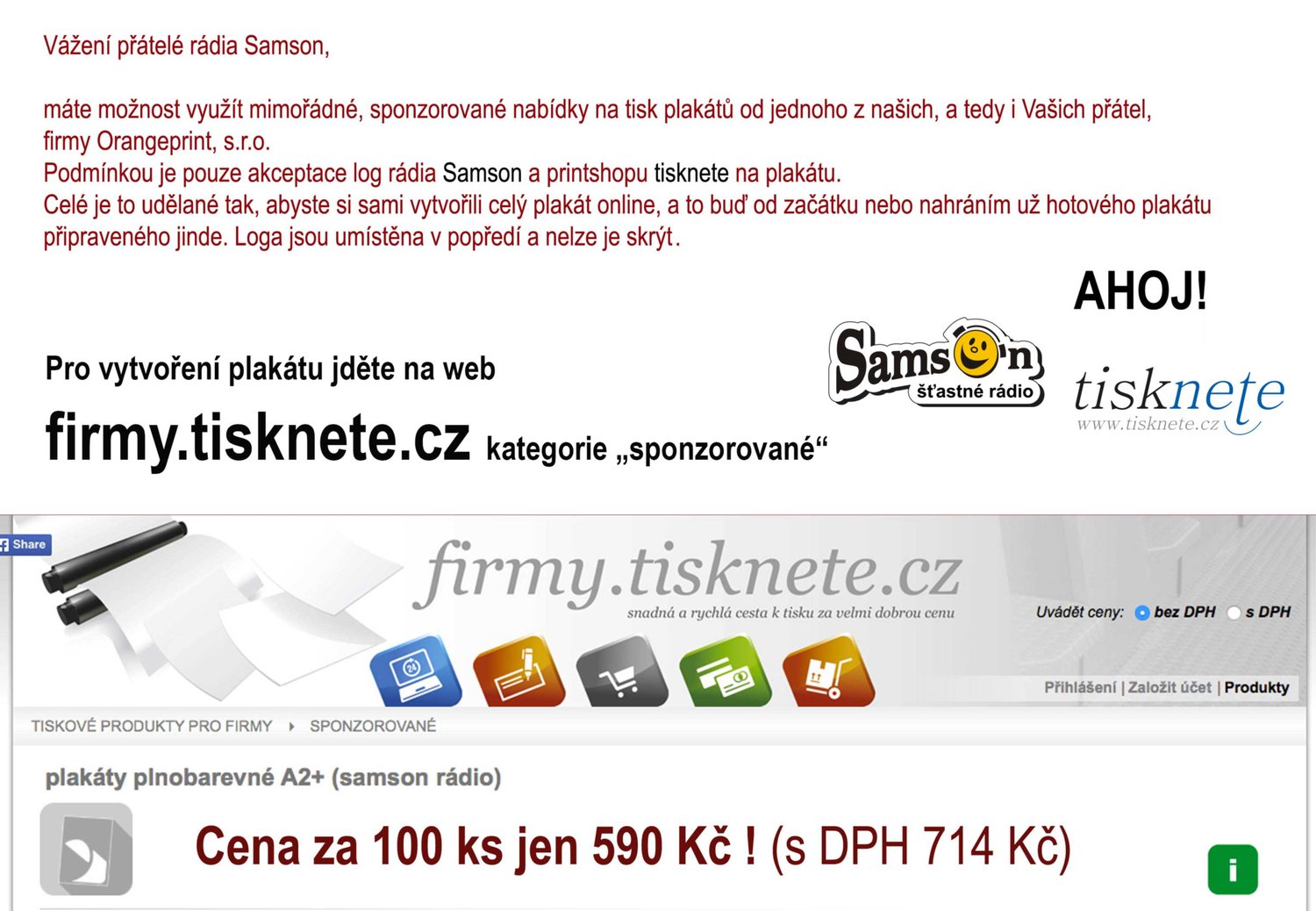 Tiskněte levně – plakáty pro přátele rádia Samson
